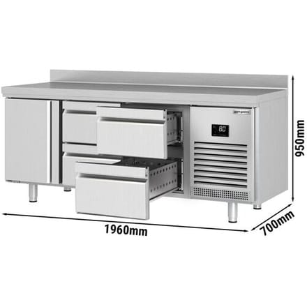 GGM Gastro Kühltisch Premium PLUS - 1960x700mm - mit 1 Tür - 4 Schubladen - mit Aufkantung