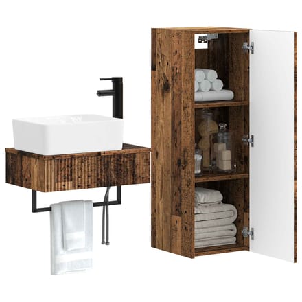 vidaXL - Badkamermeubel - Set - 2 - st - Oud - hout - 33 - x - 34,5 - x - 100 - cm