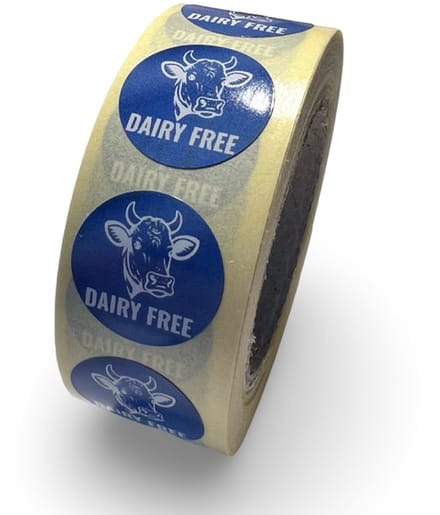 Dairy Free sticker - 500 Stuks - rond 20mm - voedseletiket - HACCP - lactosevrij
