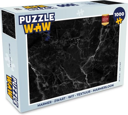 Puzzel Marmer - Zwart - Wit - Textuur - Marmerlook - Legpuzzel - Puzzel 1000 stukjes volwassenen
