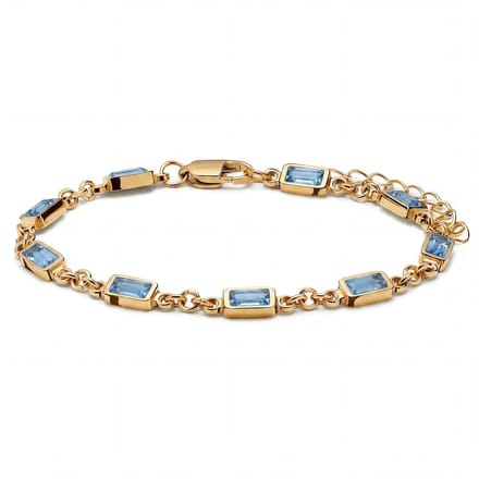 Prism | Vergulde armband met donker tanzanietblauwe stenen van kristalglas