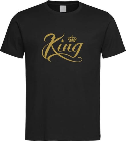 Zwart T shirt met  " King " print Goud size L