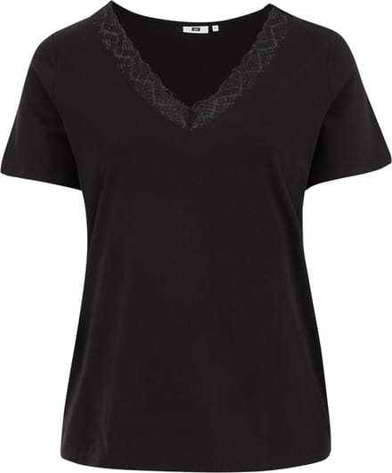 WE Fashion Dames T-shirt met kant - Curve