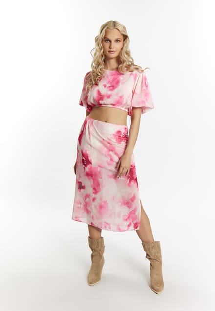 IZIA Blouse met tie-dye-patroon Dames Roze Veelkleurig