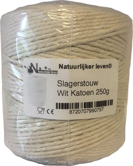 Slagerstouw, Wit Katoen 250g - keukentouw - rolladetouw