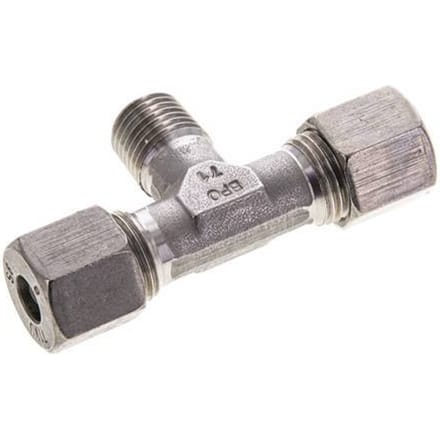 8S & M14x1.5 (con) RVS T-stuk Snijringkoppeling Buitendraad 630bar ISO 8434-1
