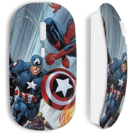 Souris Sans Fil - MANIACASE - Civil War Captain America - Clé USB WiFi - Compatible Mac et PC - Bleu
