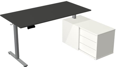 Elektrisch Zit-Sta Bureau met Sideboard Move New Base 160x80 Antraciet