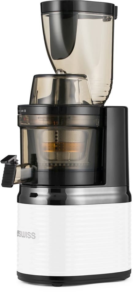 4SWISS Slow Juicer BM202, 200 W, 40 tpm, Reverse-functie, EasyClean, XXL-opening, Wit