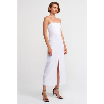 Strapless Aansluitende Midi-jurk met Splits