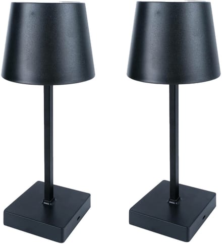 Benson LED tafellamp oplaadbaar - 2x - zwart - aanraaksensor - aluminium - 26 cm