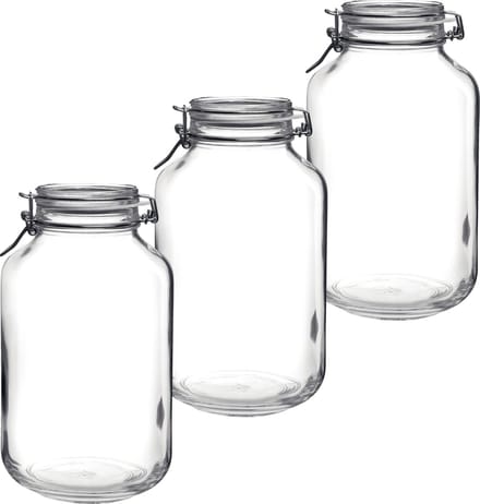 Bormioli Rocco Voorraad/weckpot - 3x stuks - glas - transparant - 28 x 15 cm - 4 L