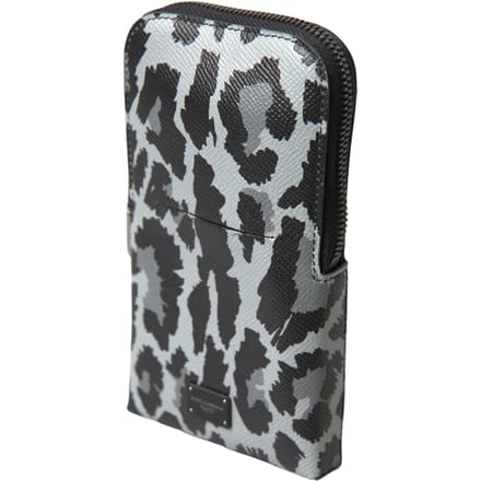 Dolce & Gabbana Grijze Luipaard Leder Heren Handtas Schoudertas Telefoon Tas