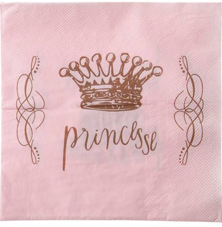 SANTEX - 20 roze prinses papieren servetten 33 x 33 cm met kroon