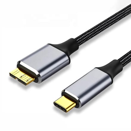 USB-C naar Micro USB-B 3.0 Kabel – 10Gbps – Externe Harde Schijf HDD/SSD – Snelle Data Transfer – 0.5 Meter – Space Grey