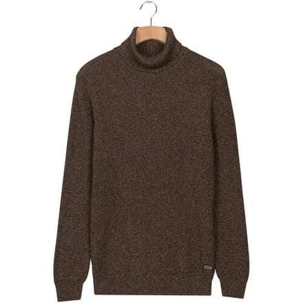 Baileys Trui Rollneck Mouliné Rib Structure Taupe / male