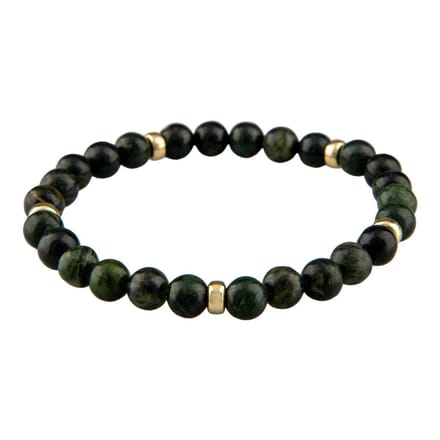 Armband natuursteen: Donkergroene Jaspis 6mm & 14kt goud