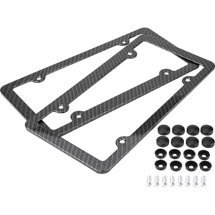 2 stuks Koolstofvezel Kentekenplaathouder Cover met Schroefdop voor Amerikaanse Auto