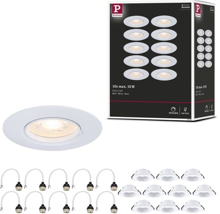 Inbouwlamp Set van 10 star rond 90 mm GU10 max. 10x10W 230V dimbaar Wit