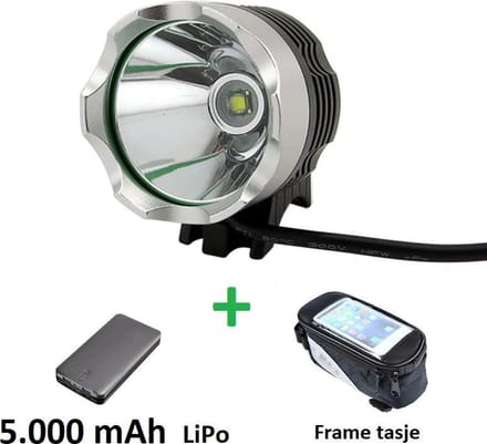 MTB Cycling Fietslamp met USB aansluiting - 1200 lumen - 5000mAh powerbank