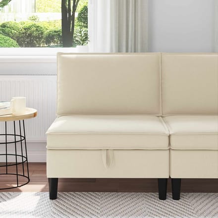 vidaXL - Midden - Sofa - met - Opbergruimte - Crèmekleurig - Fluweel