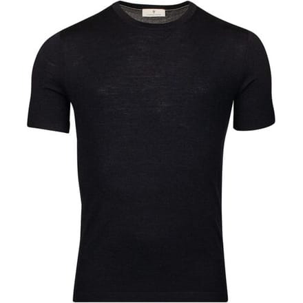 Thomas Maine Trui Crew Neck Single Knit Fine Merino Short Sleeve Navy / male