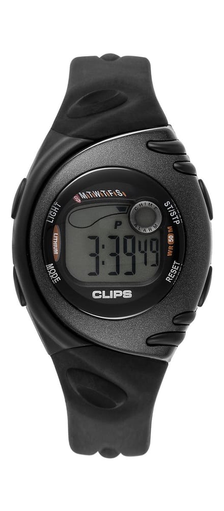 Clips 539-1002-44 Horloge - Rubber - Zwart - Ø 38.5 mm