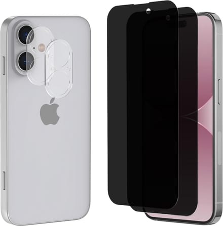 Screenprotector geschikt voor iPhone 16 Plus - 2 stuks Beschermglas Privacy Glas Screenprotector van glazen schermbeschermfolie + 2 stuks Camera Protector