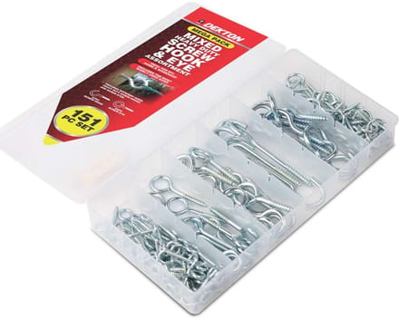 assortimentsdoos schroefogen, schroefhaken verzinkt assortiment. 151 stuks