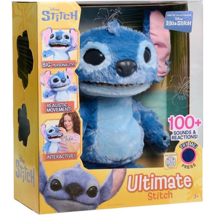 Disney Stitch - Ultimate Stitch - Interactieve pluchen knuffel - Brabbelt zijn Stitch taal, danst, zingt en beweegt