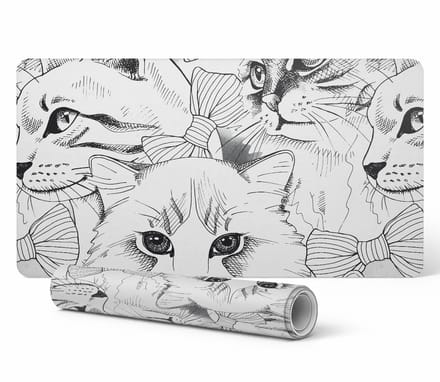 Beschermende bureauonderlegger met katten en strikjes, 120x60 cm