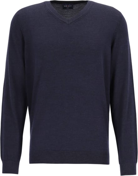 MARVELIS heren trui wol - V-hals - donkerblauw