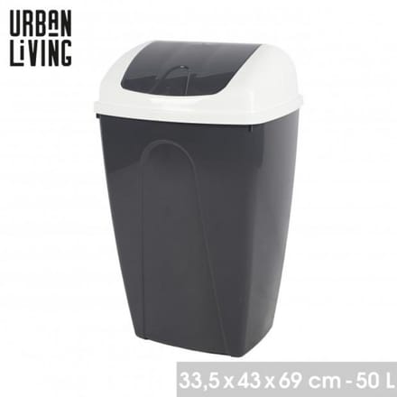 "PASHA" Flip prullenbak 50L – tweekleurig wit en Moonrock