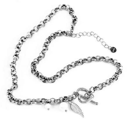 Dottilove Ketting Dames - Wit Gold Plated RVS - Geforceerde Ketting Hart - Zoetwaterparels