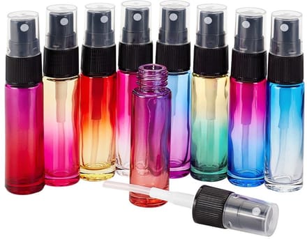 Dailygoods- Sprayfles 10ml - 9 Stuks - Mini Parfumfles - Lege Sprayflacon - Glas - Gradiënt Kleur