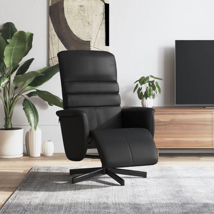 vidaXL Fauteuil verstelbaar met voetensteun kunstleer zwart