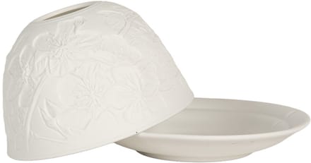 Clayre & Eef Waxinelichthouder Ø 12x8 cm Wit Porselein
