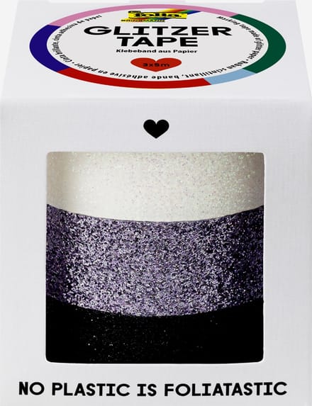 folia deco plakband Glitter-Tape, wit/grijs/zwart