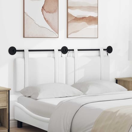 vidaXL Hangend hoofdbord Wit Stof