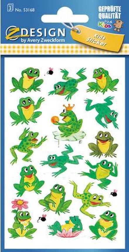 Avery Stickervel Kikker 7,6 X 12 Cm Papier Groen 32-delig