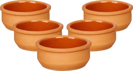 La Dehesa Tapas/creme brulee serveer schaaltjes - 18x - mini - terracotta/bruin - 8 x 4 cm