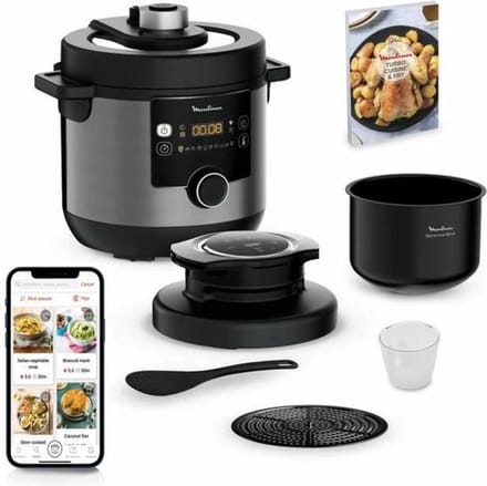 Moulinex YY4903FB Turbo Kitchen & Fry Multipper, Multifunction Turbo-Crisp Cover, 15 programma's, drukkooking, intuïtief