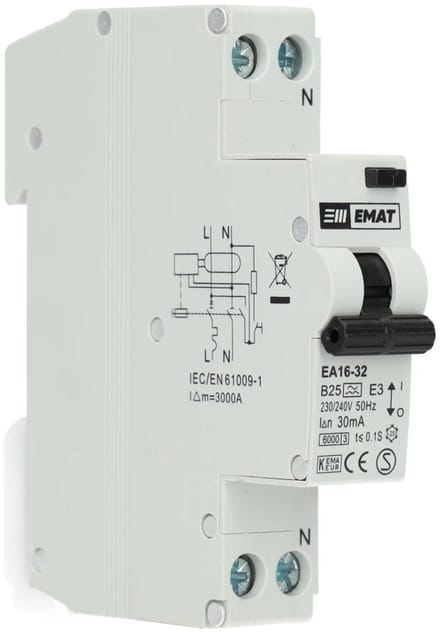 EMAT aardlekautomaat B25 1P+N 30mA Type A (85006008)