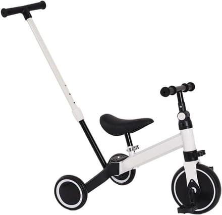 Loopfiets 3-in-1 - Driewieler Kinderen - Leren Fietsen - Verstelbare Stoel - 60x42x49 cm - Wit