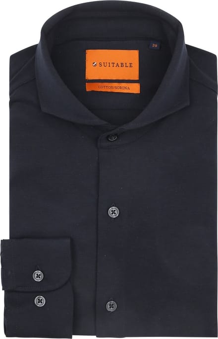 Suitable Sorona Overhemd Donkerblauw (navy) - Maat 42 - Heren - Overhemden Formeel