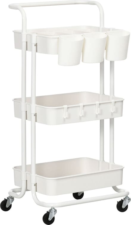 HOMCOM - Trolley - 3 etages - 3 hangende dozen - 4 haken