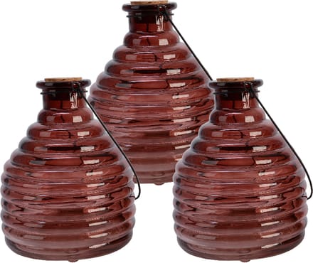Decoris Wespenvanger/wespenval met hengsel - 3x - glas - D13 x H17 cm