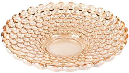 Dekoratief | Deco schaal rond, oranje, glas, 29x29x6cm | A255537