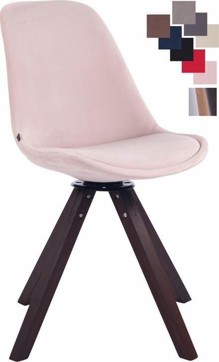 CLP Troyes Eetkamerstoel - Vierkant frame - Fluweel roze walnoot