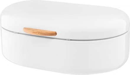 Ambition - Broodtrommel met houten handvat - Staal - wit, 35 cm, Olivier